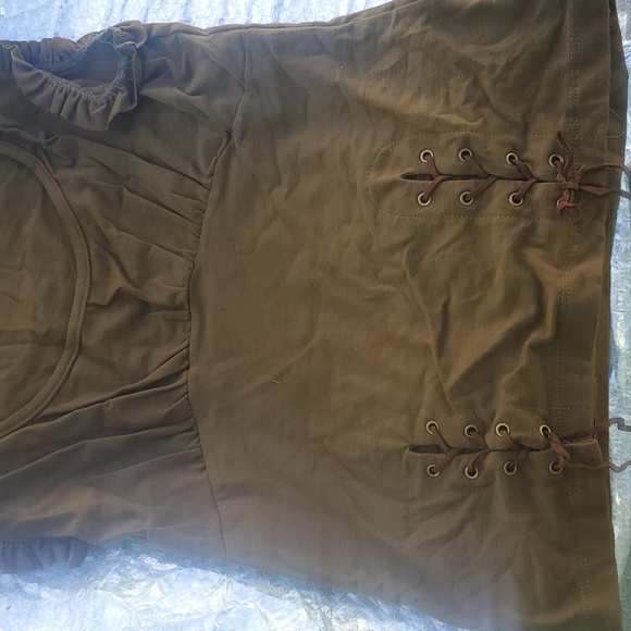 KHAKI GREEN Blouse top S M L - Picture 2 of 6